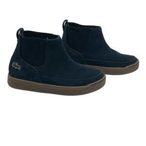 Lacoste Navy Suede Kids Chelsea Boot Sneakers with Brown Sole